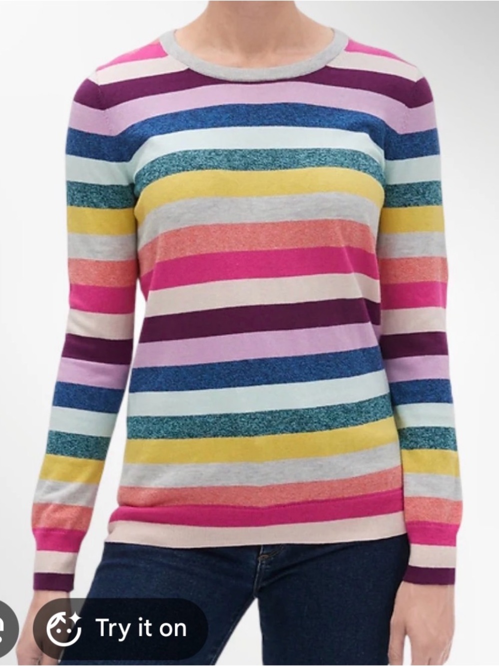GAP Pink and Gray Striped Knit Sweater